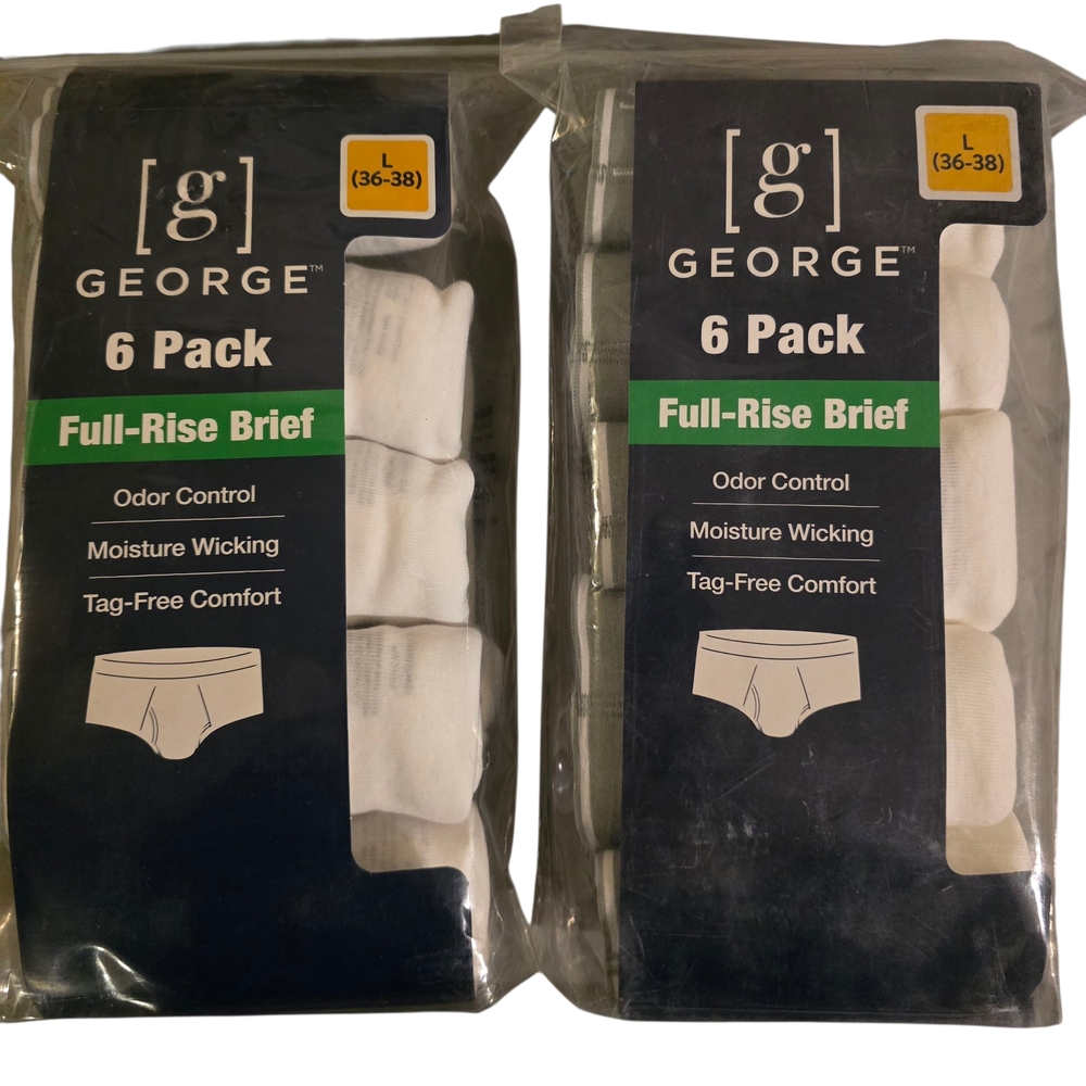 George Men's Full-Rise Briefs 6 Pack - Black and White